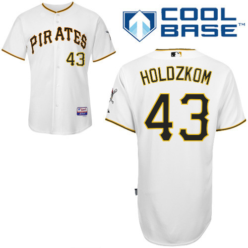 John Holdzkom #43 MLB Jersey-Pittsburgh Pirates Men's Authentic Home White Cool Base Baseball Jersey